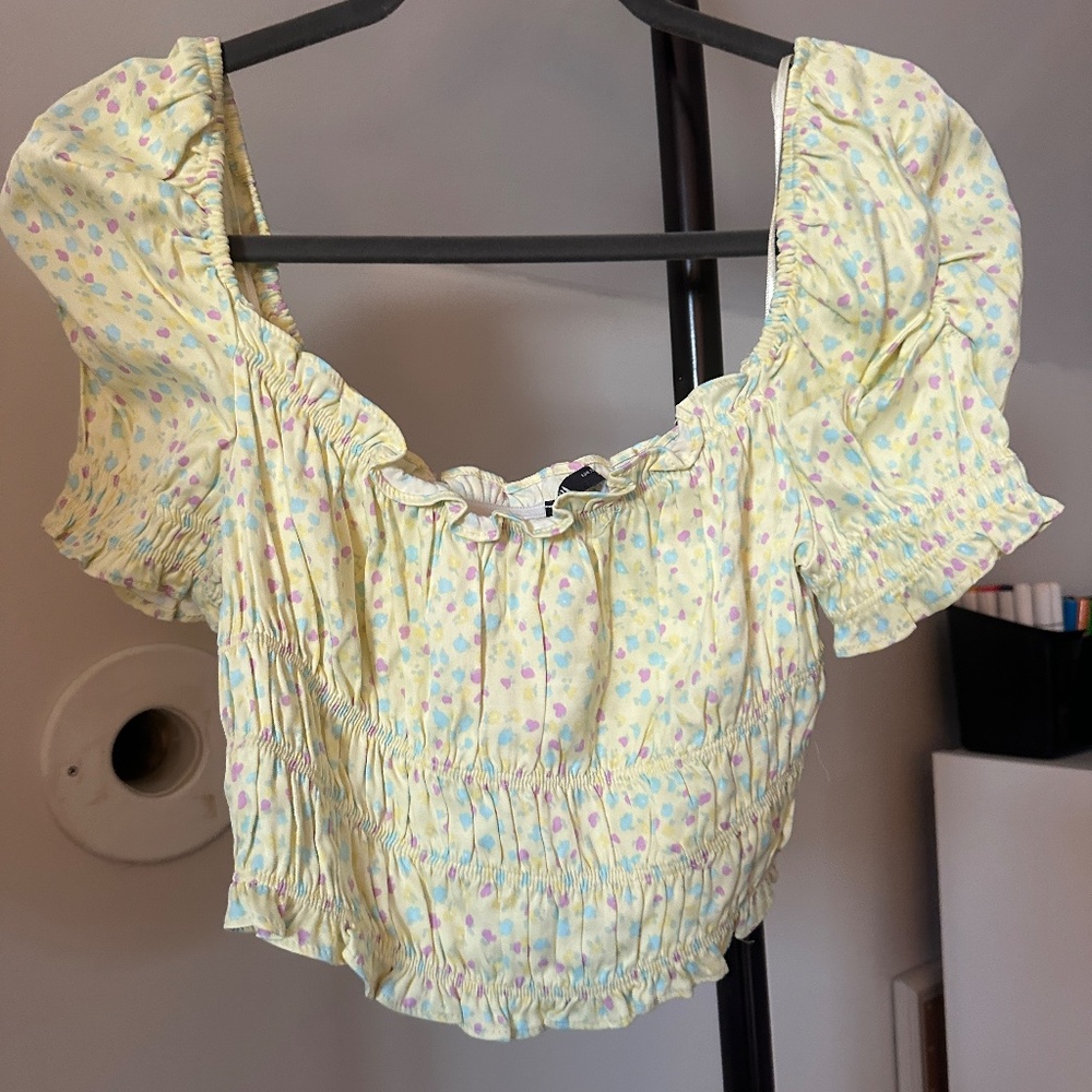Zara Yellow Floral Crop Top